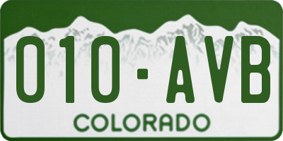 CO license plate 010AVB
