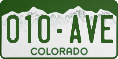 CO license plate 010AVE