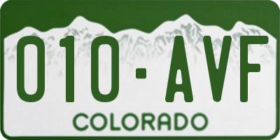 CO license plate 010AVF