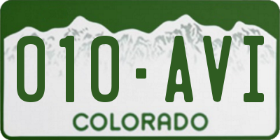 CO license plate 010AVI