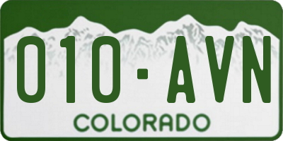 CO license plate 010AVN