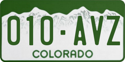 CO license plate 010AVZ