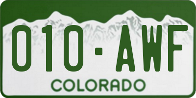 CO license plate 010AWF