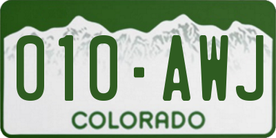 CO license plate 010AWJ