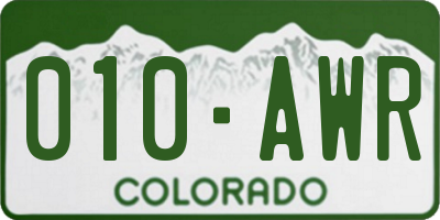 CO license plate 010AWR