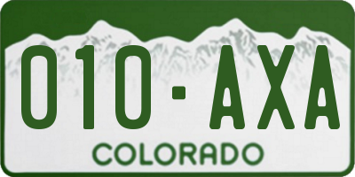 CO license plate 010AXA