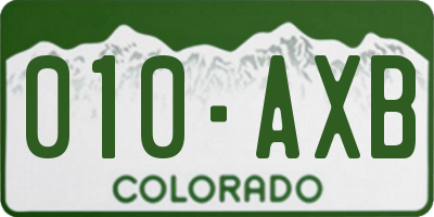 CO license plate 010AXB
