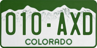 CO license plate 010AXD