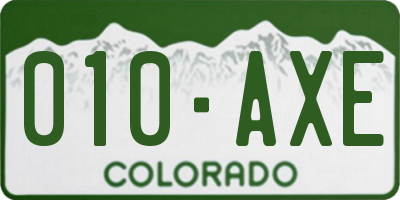 CO license plate 010AXE