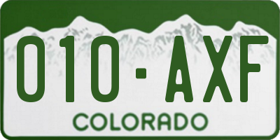 CO license plate 010AXF