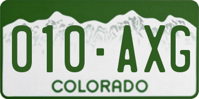 CO license plate 010AXG