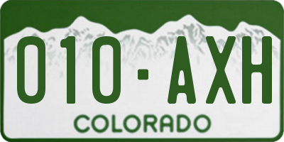 CO license plate 010AXH