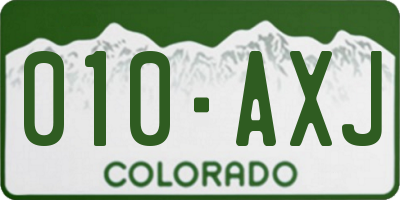 CO license plate 010AXJ