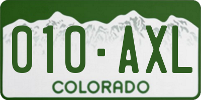 CO license plate 010AXL
