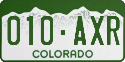 CO license plate 010AXR