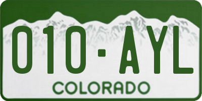 CO license plate 010AYL