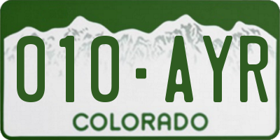 CO license plate 010AYR