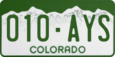 CO license plate 010AYS