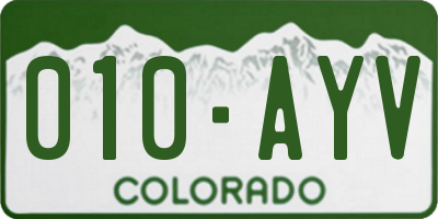 CO license plate 010AYV