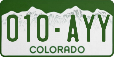 CO license plate 010AYY