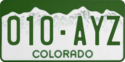 CO license plate 010AYZ
