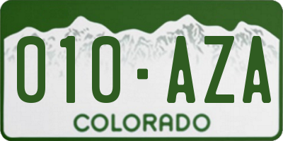 CO license plate 010AZA