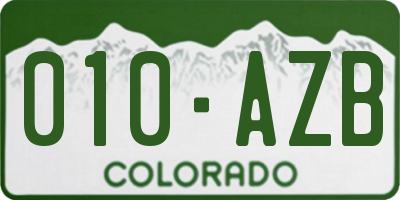 CO license plate 010AZB