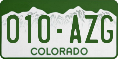 CO license plate 010AZG