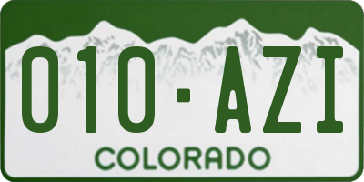 CO license plate 010AZI