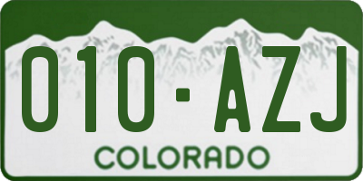 CO license plate 010AZJ