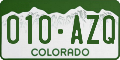 CO license plate 010AZQ