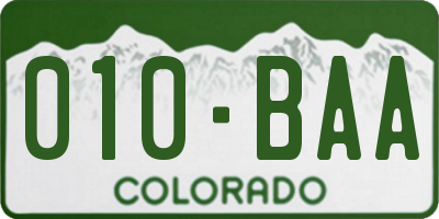 CO license plate 010BAA
