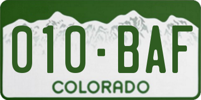 CO license plate 010BAF