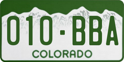 CO license plate 010BBA
