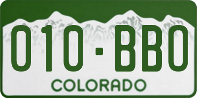CO license plate 010BBO