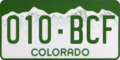 CO license plate 010BCF
