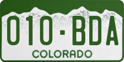 CO license plate 010BDA