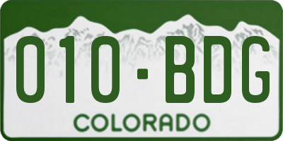 CO license plate 010BDG