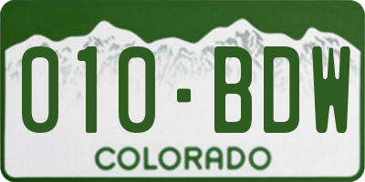 CO license plate 010BDW