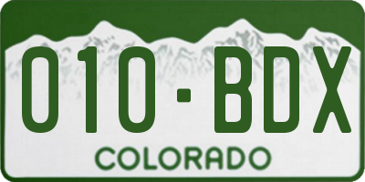 CO license plate 010BDX