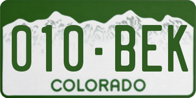 CO license plate 010BEK