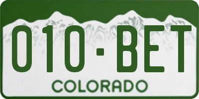 CO license plate 010BET