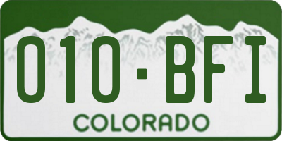 CO license plate 010BFI