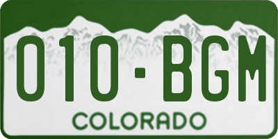 CO license plate 010BGM