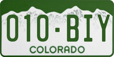 CO license plate 010BIY