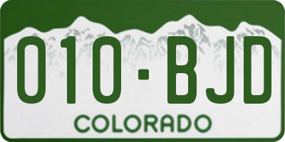 CO license plate 010BJD