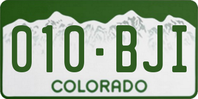 CO license plate 010BJI