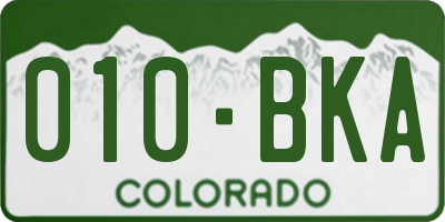 CO license plate 010BKA