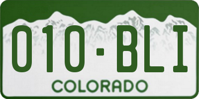CO license plate 010BLI
