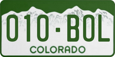 CO license plate 010BOL